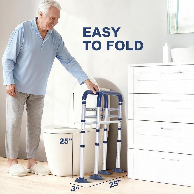 HOLYHEAL Toilet Safety Rails for Seniors, Adjustable Height & Width Toilet Rails, 350 lb Toilet Handles for Elderly and Disabled, Foldable Toilet Safety Frame, Toilet Bars Fit Any Toilets - Image 5